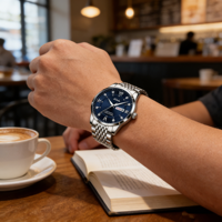 Nouvelle montre à quartz pour homme, chronographe sport décontracté, bracelet en acier inoxydable, cristal, grand cadran de 41 mm, aiguilles lumineuses