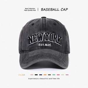 Casquette de baseball vintage en coton délavé à 6 panneaux, réglable, avec motif lettres, protection solaire, tissu doux pour usage extérieur - Product Image 5