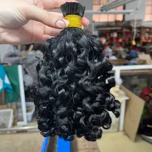 4B 4C 3B 3C kinky curly i tip hair extensions 100% remy brazilian indian virgin 12a raw natural black itip human crochet tips