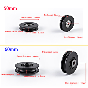 जिम केबल मशीनों और फिटनेस उपकरणों के लिए लंबे जीवन के साथ 50 मिमी काले नायलॉन रस्सी शेव पुली - Product Image 2