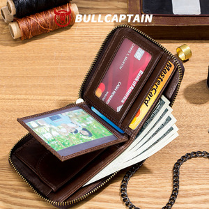 BULLCAPTAIN Retro Vintage Accordion <b>Wallet</b> <b>for</b> <b>Men</b> Large Capacity Card Slots Genuine Leather <b>RFID</b> Zipper Closure OEM ODM - Product Image 2