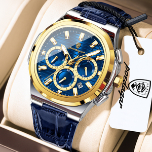 Reloj de Cuarzo para Hombre Poedagar 834, Resistente al Agua, Correa de Cuero Luminosa, Cronógrafo, Listo para Enviar, Reloj de Pulsera para Negocios, Venta al Por Mayor - Product Image 1