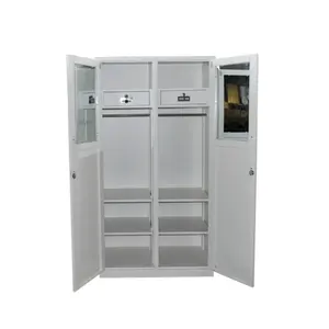 XINDING apariencia moderna, muebles de oficina de metal de narraw borde gabinete de ropa de 2 armario de puerta con interior de los cajones