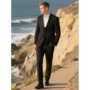 Ensemble de costume élégant et respirant pour homme, coupe ajustée, design multi-poches pour le travail et les fêtes, costumes de haute qualité 100% coton - Product Image 3