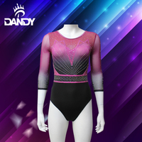 Justaucorps de danse et de gymnastique personnalisé pour femme, de qualité supérieure, confortable, à manches longues, avec strass AB