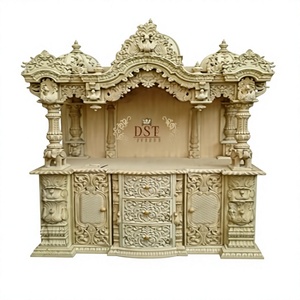 Temple de style moderne en marbre blanc traditionnel, décoration intérieure, taille personnalisée, mobilier en bois traité d'excellente qualité, pas cher - Product Image 2