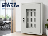 Casier de rangement mural moderne en acier assemblé pour téléphones, avec 36 compartiments et serrure à clé