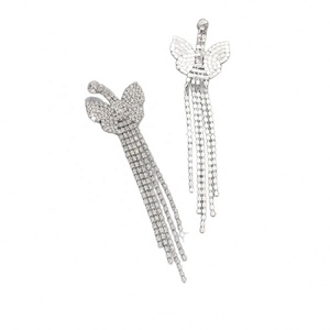 Pendientes Largos de Estilo Europeo Americano para Mujer, Par de Pendientes Modernos con Forma de Alas de Mariposa, Adelgazantes, con Diamantes, Famosos en Internet - Product Image 6
