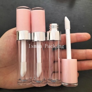 ISMAN Tube de brillant à lèvres rond 5ml avec applicateur grand format, capuchon transparent rose et blanc, anneau argenté, flacon vide pour gloss, <span class=keywords><strong>prix</strong></span> usine - Product Image 2