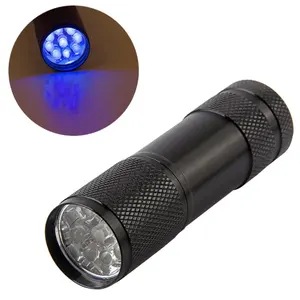 Clover UV 9 LED Mini lampu senter lampu hitam Senter UV 395nm untuk detektor uang kalajengking pencari pemburu 50 70 AAA