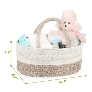 Organizer per Pannolini con Cesto Portaoggetti in Corda, Borsa Grande con Inserti Rimovibili, Cesto Portatile per Neonati - Product Image 5