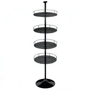 Hot sale rotating floating bathroom supermarket kitchen gondola pharmacy goods double sided display rack shelf stand with wheels