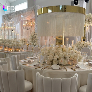 LEDA High Quality <b>Wedding</b> Centerpiece Shiny Gold Flower Stand Bead Curtain Decorative <b>Props</b> for <b>Wedding</b> Party Decor - Product Image 3