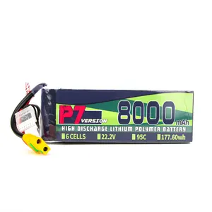 Baterai Drone FPV E88 22.2v 8000mah, paket baterai Lipo 95c dengan tampilan isi daya listrik untuk helikopter pesawat Quadcopter RC