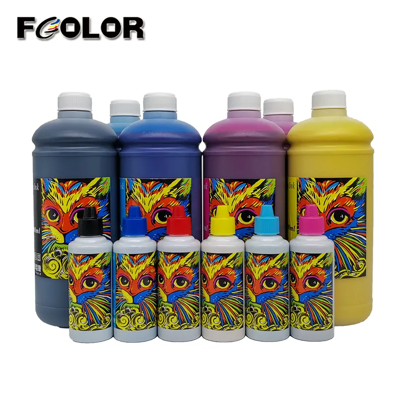 FCOLOR en çok satan Pigment 100Ml su bazlı dijital boya süblimasyon mürekkebi için yazıcı 4 renk