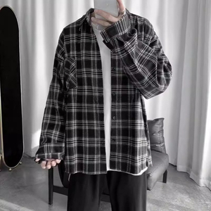 Camisa de Manga Larga Estilo Retro para Hombre, Camisa a Cuadros Holgada e Informal - Product Image 2
