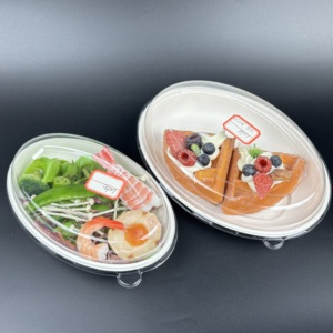 Ciotola compostabile di canna da zucchero biodegradabile zuppa di insalata ciotola ovale con coperchio - Product Image 5