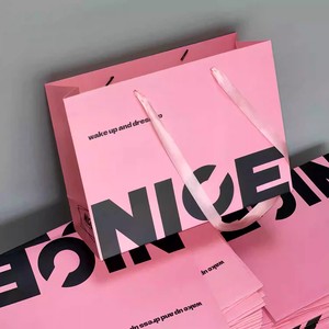 Borsa di Carta di Lusso Personalizzata per Shopping, Confezionamento di Abbigliamento, Cosmetici e Gioielli, Nera e Rosa con Manico - Product Image 2