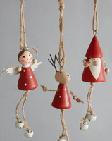 Ornement suspendu de renne en bois de Noël avec cloches rustiques artisanat décoratif artisanal pour la décoration de Noël