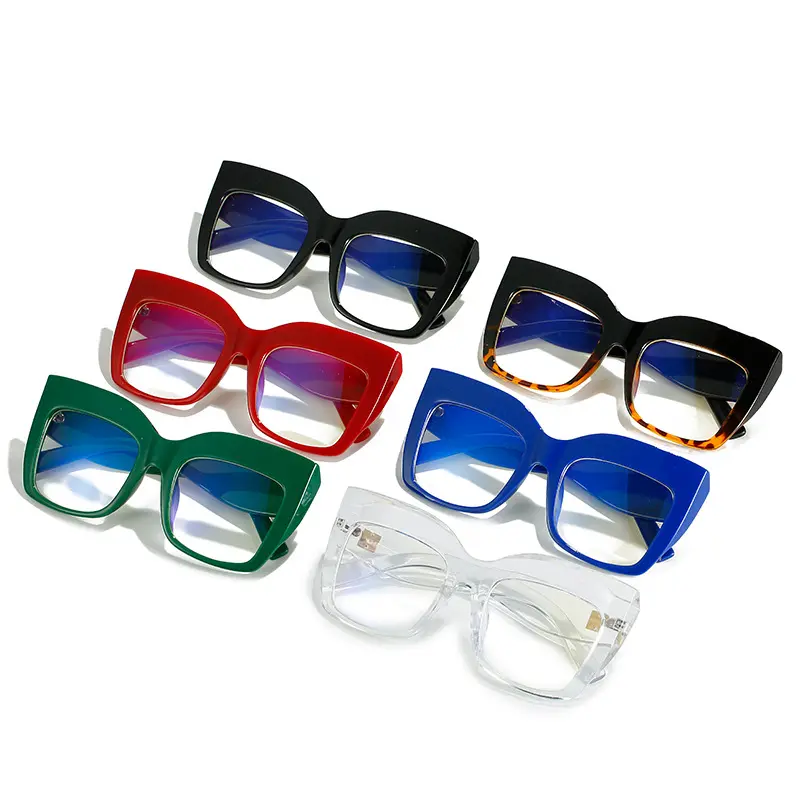 2022 new Influencer metal accessories brand glasses personality oversized cat eye eyeglasses frames wholesale blue light glasses