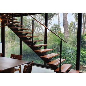 Escalera Metálica Profesional con Centro de Acero, Peldaños de Madera Maciza y Escalones Abiertos - Product Image 3