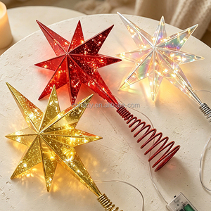 Star Lighted Christmas Tree <b>Topper</b> 8-Point Star Xmas Treetop with Warm White Led Lights Holiday Christmas Tree Decor - Product Image 2