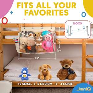 Bedside Hanging Stuffed Animal Organizer with Clear Window Large Capacity Over Bunk <b>Bed</b> Toy Storage <b>Bag</b> for Kids Dorm Organize - Product Image 5