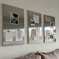 Tableau magnétique en acier inoxydable sans cadre, rectangulaire, pour affichage de photos, montage mural, décoration minimaliste moderne, usage domestique