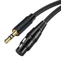 Câble audio micro stéréo coaxial en PVC plaqué or 3,5 mm mâle vers XLR femelle pour téléphone portable et haut-parleur