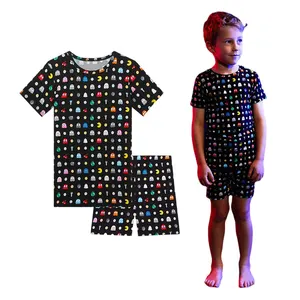 Kurzarmige Kinderpyjamas Kindernachtkleidung Jungs Sommerpyjamas Kinder Bambus Pjs personalisierte Sommerpyjamas für Kinder