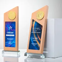 Trophées en bois massif personnalisés Distribution de la marque Réunion annuelle Plaque de gravure pour employés exceptionnels