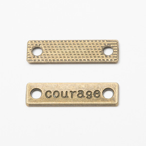 Connecteurs <span class=keywords><strong>Courage</strong></span> Bar pour la fabrication de bijoux, 23,5x6,5x1mm, en alliage gravé, bronze antique et argent antique - Product Image 3