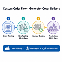 Couvercle de carter H340G en aluminium moulé sous pression personnalisé, faible MOQ, pour moteur de générateur onduleur 5KVA, OEM ODM, direct usine, minimum 100 pièces