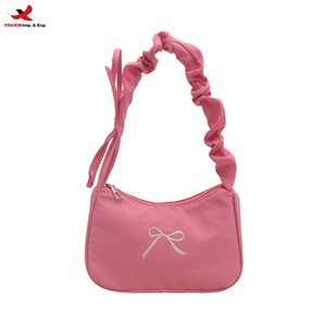 Summer Solid Color Bow Fashionable Pleated <b>Handbag</b> Women <b>Small</b> Carrying Bag Single-shoulder Underarm Bag RTS Bulk Mixed Order - Product Image 1