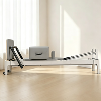 Plataforma de Entrenamiento de Pilates de Aluminio con Rieles Completos, Color Blanco, para Gimnasio en Casa, Ejercicio Personal, Entrenamiento Diario Profesional de Pilates