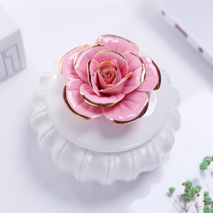 Decorative Pumpkin <strong>Ceramic</strong> <strong>Jewelry</strong> Keepsake <strong>Box</strong> with 3D Flower Lid - Product Image 6