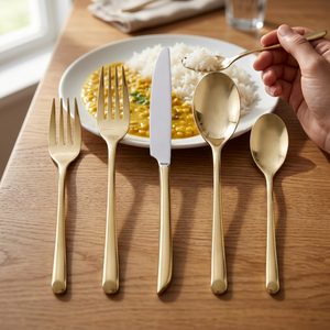 Ensemble de couverts élégants en acier inoxydable, ustensiles de table avec cuillères, fourchettes, couteaux, ensemble de vaisselle pour la maison, la cuisine, le restaurant - Product Image 5
