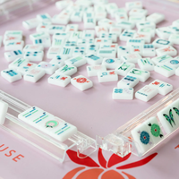 Tuiles de mahjong américaines en acrylique blanc, ensemble de jeu de table personnalisé avec impression florale papillon