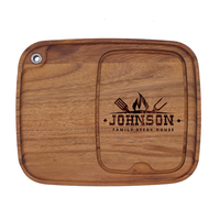 Plateau rectangulaire réutilisable écologique personnalisé pour viande, fromage, plateau à charcuterie en bois d'acacia, plateau à steak