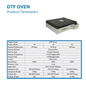 잉크 및 분말 경화 용 미니 A3 DTF 프린터 오븐