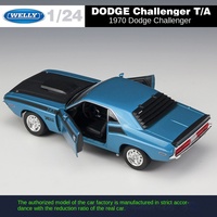Welly 1:24 1970 DO DGE Challenger T/A, simulación coleccionable de Metal para coche, modelo de coche de aleación fundida, colección de juguetes, regalos de exhibición