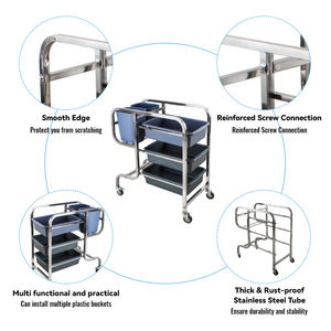 New Arrival Heavy-Duty Three-Tier Kitchen Serving Trolley Large Push <strong>Cart</strong> for Hotel &amp; Restaurant Catering &amp; Cleaning <strong>Services</strong> - Product Image 2