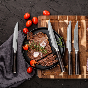 AMSZLカスタム4ピースステーキナイフセット日本高炭素ステンレススチールPakka木製ハンドル付きギフトボックス付き - Product Image 6