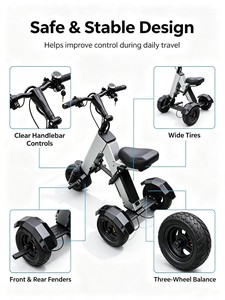 Nuevo Scooter Eléctrico Plegable de 3 Ruedas con Motor sin Escobillas LED, Aluminio Resistente, Baja Velocidad, Triciclo Eléctrico Compacto, Alcance de 25-30 km, 150 kg - Product Image 3