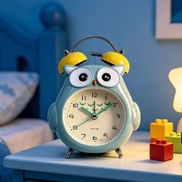 Jam Alarm Mini Bentuk Burung Hantu Kreatif Berbahan Logam, Desain Kartun, Dapat Diisi Ulang, Bercahaya, dan Senyap