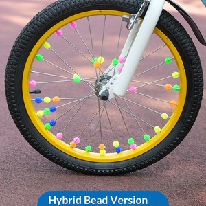 จักรยานเด็ก ลูกปัดหลากสี จักรยานทรงตัว พลาสติก ไฟกลางคืน รูปหัวใจ ขอบล้อรูปผีเสื้อ อุปกรณ์ตกแต่ง - Product Image 1