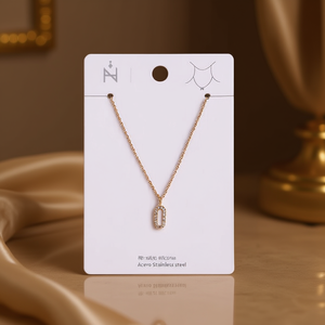 Collar Angelina con Diamante Ovalado de 12 mm, Acero Inoxidable, Estilo Minimalista para Uso Diario - Product Image 2