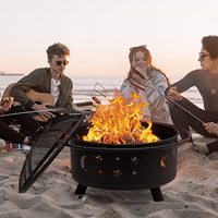 Brasero de jardin rond de 23,5 pouces pour brûler du bois, barbecue pour patio extérieur et cour arrière