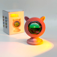 Lámpara de Noche Moderna Mini Conejo Rosa con Proyección de Atardecer LED, Halos Arcoíris, Material ABS, Alimentación por Enchufe, Color Único