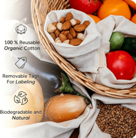 Sacs en tissu écologique personnalisés multi-usages - Grands sacs de rangement réutilisables en coton - Pochettes en mousseline avec cordon de serrage pour légumes